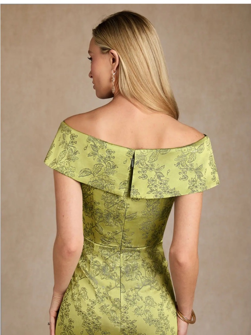 Azazie Kenosha - Olive Green Strapless Jacquard Evening Gown - Picture 5 of 9